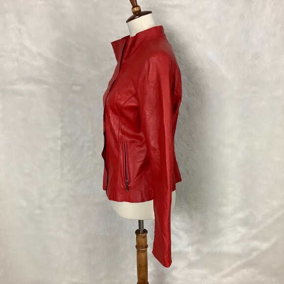 Cigno Nero Lene Red Leather Jacket 8 - Picture 3 of 10